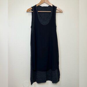 Number 13 Sleeveless Two-Layer Charcoal Gray & Black Tunic Tank Top Dress Size S